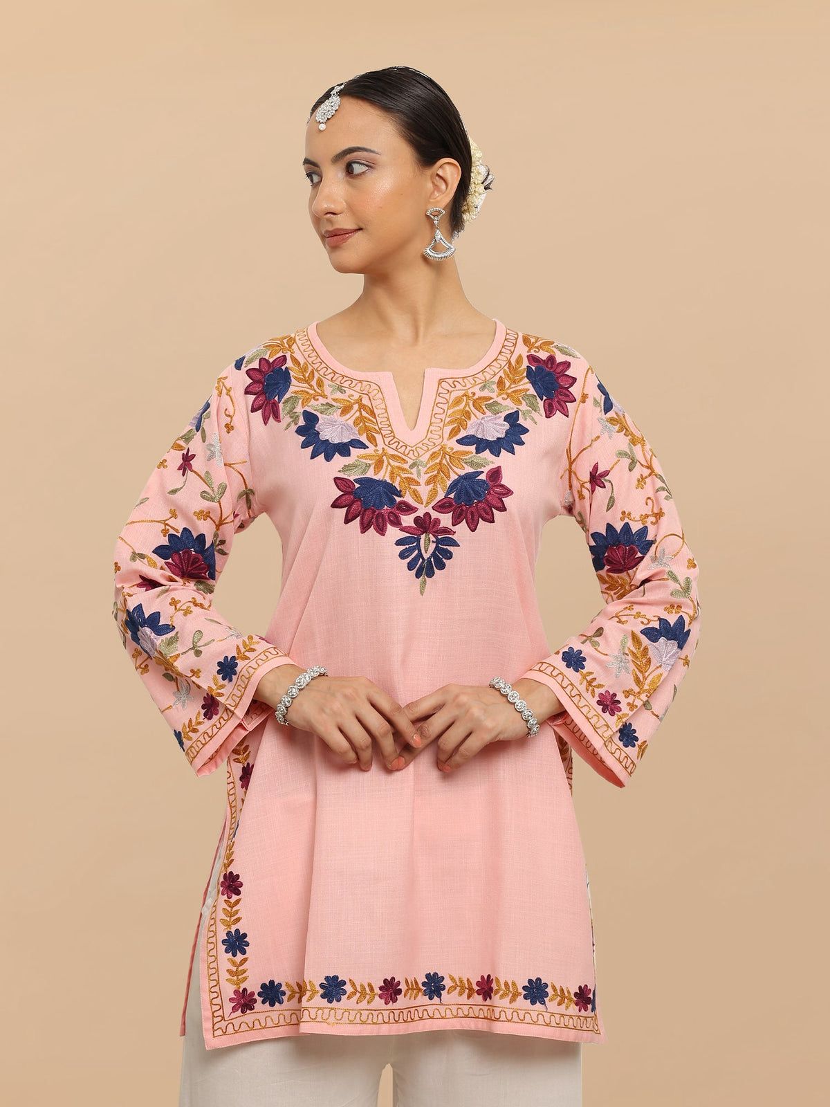 Falak Kashmiri Short Kurta - Pink