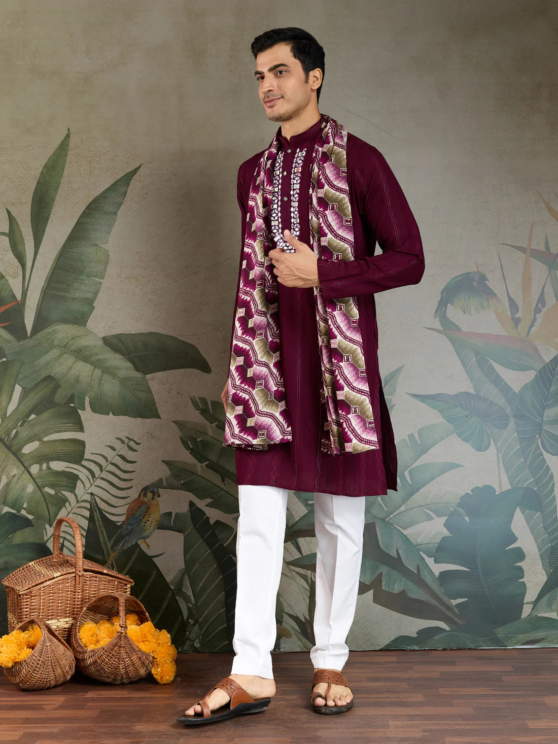 Royal Purple Viscose Kurta with Mirror Work