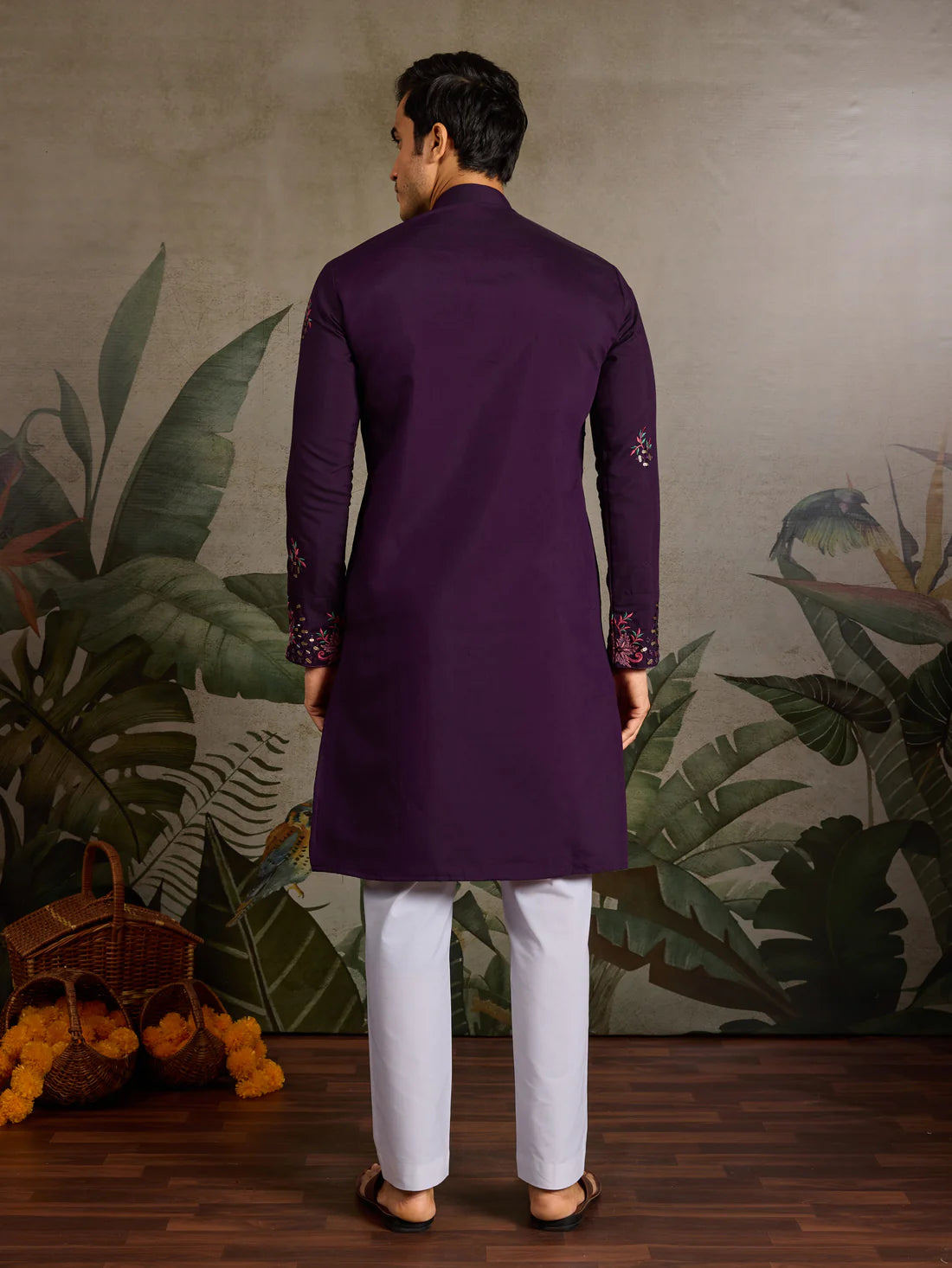 Royal Purple Embroidered Kurta for Men | Elegant Festive & Wedding Wear